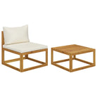 Modulaire houten tuinbank set voor buitengebruik - Crème / 1 / Middenbank + salontafel - Modulaire tuinbanken