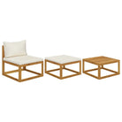 Modulaire houten tuinbank set voor buitengebruik - Crème / 1 / Middenbank + voetensteun + tafel - Modulaire tuinbanken
