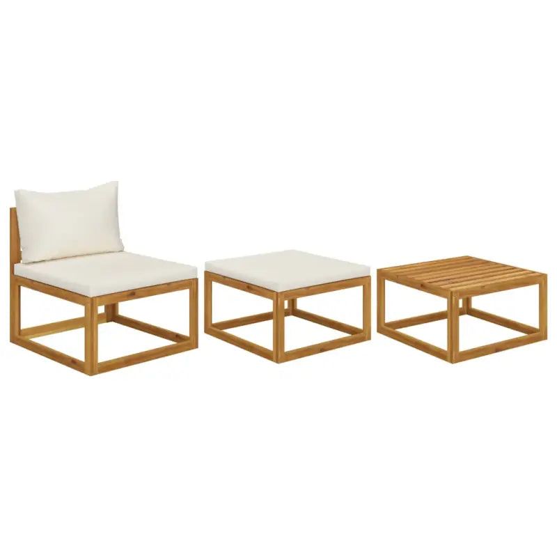 Modulaire houten tuinbank set voor buitengebruik - Crème / 1 / Middenbank + voetensteun + tafel - Modulaire tuinbanken