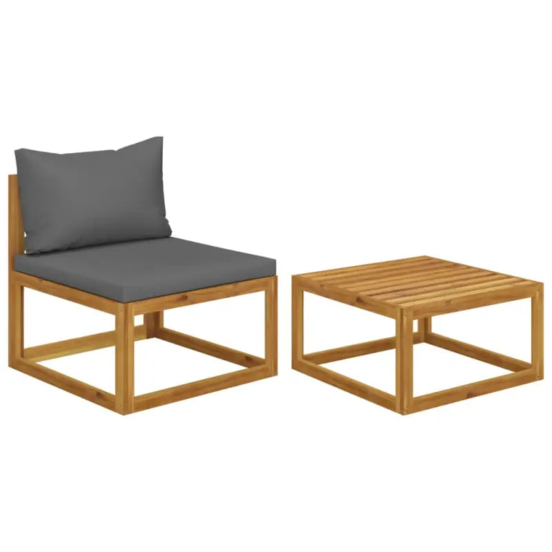 Modulaire houten tuinbank set voor buitengebruik - Donkergrijs / 1 / Middenbank + salontafel - Modulaire tuinbanken