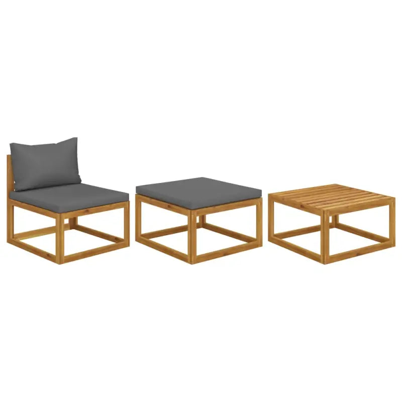 Modulaire houten tuinbank set voor buitengebruik - Donkergrijs / 1 / Middenbank + voetensteun + tafel - Modulaire
