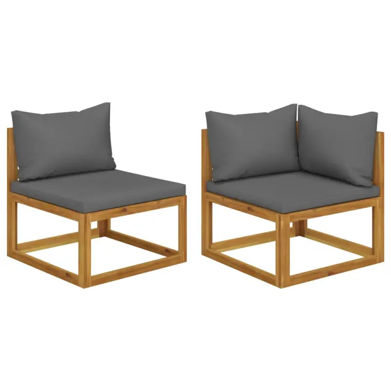 Modulaire houten tuinbank set voor buitengebruik - Donkergrijs / 1 / Middenbank + hoekbank - Modulaire tuinbanken