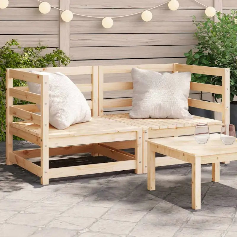 Modulaire houten tuinbank van massief grenenhout voor gezellige tuinen - Natuurlijk grenenhout / 1 / Hoekbank (2 st)