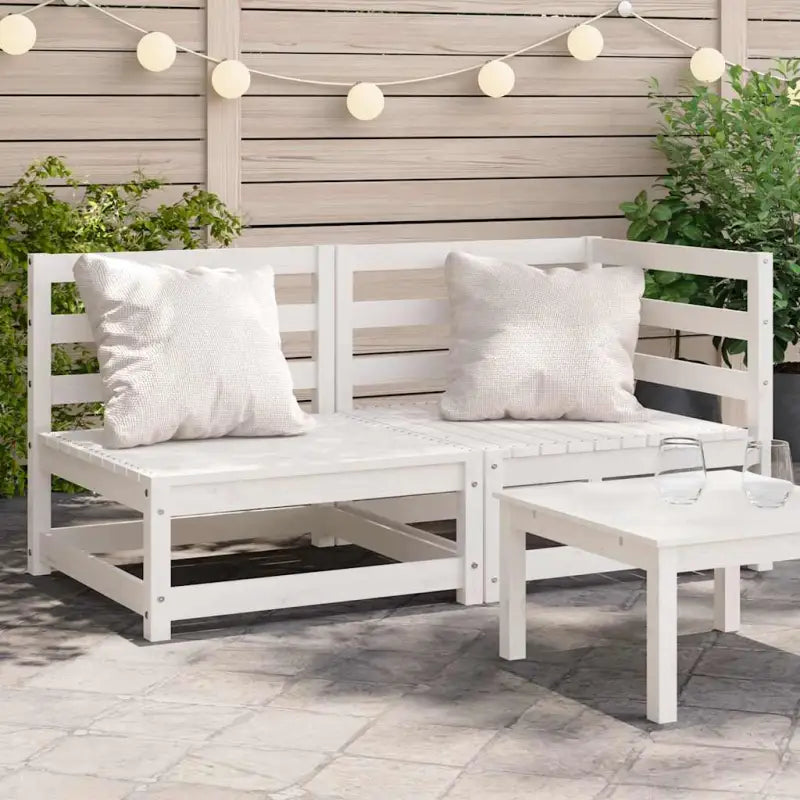 Modulaire houten tuinbank van massief grenenhout voor gezellige tuinen - Wit grenenhout / 1 / hoek + stoel - Modulaire
