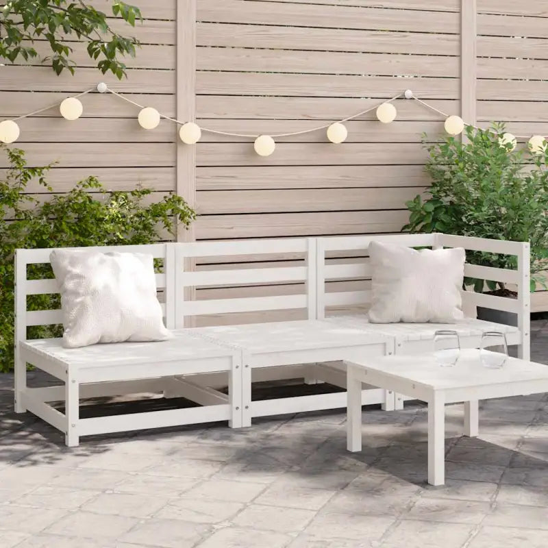 Modulaire houten tuinbank van massief grenenhout voor gezellige tuinen - Wit grenenhout / 1 / hoek + 2x stoel