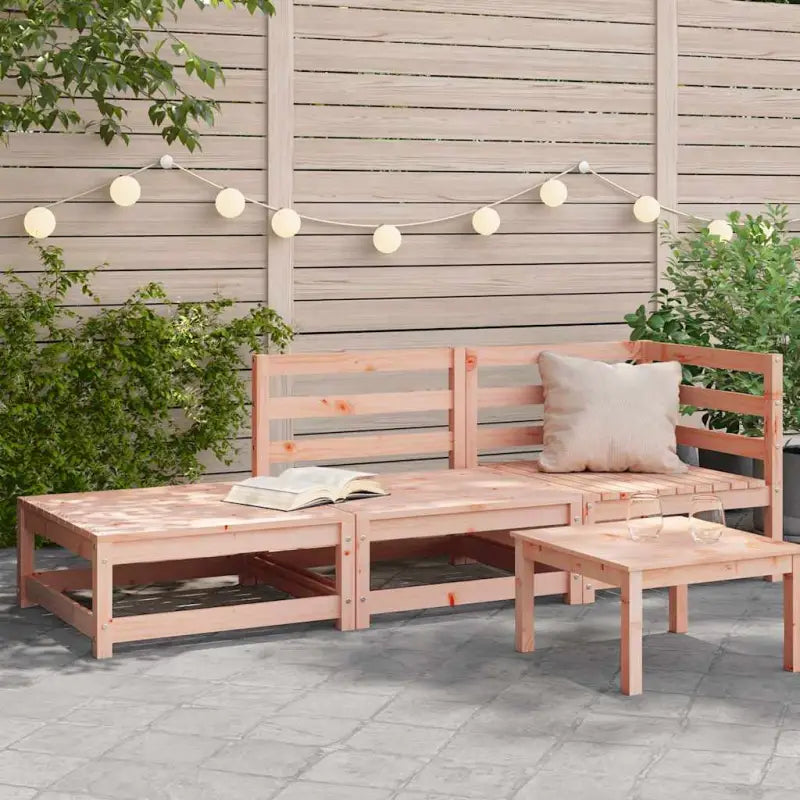 Modulaire houten tuinbank van massief grenenhout voor gezellige tuinen - Natuurlijk douglashout / 1 / hoek + stoel