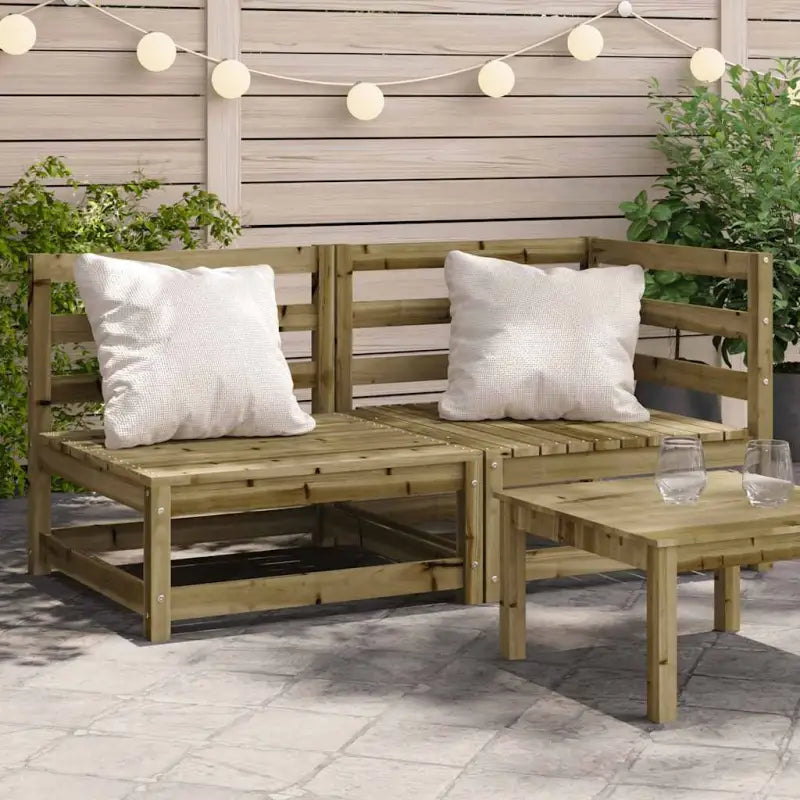 Modulaire houten tuinbank van massief grenenhout voor gezellige tuinen - Naturel geïmpregneerd / 1 / hoek + stoel
