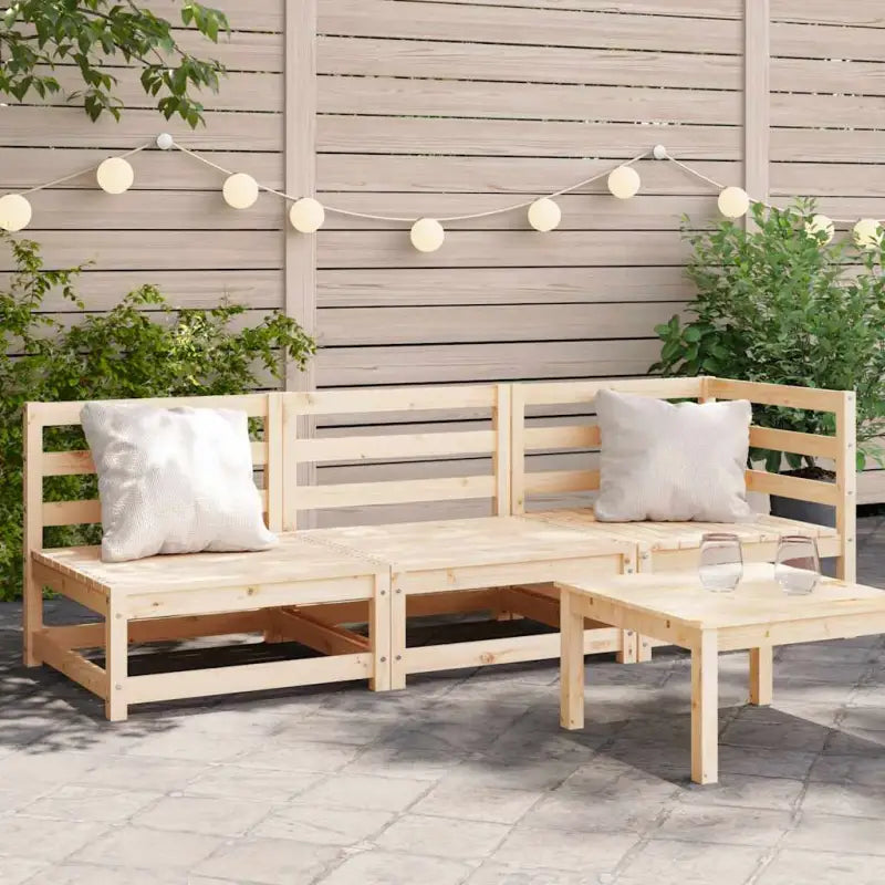 Modulaire houten tuinbank van massief grenenhout voor gezellige tuinen - Natuurlijk grenenhout / 1 / hoek + 2x stoel
