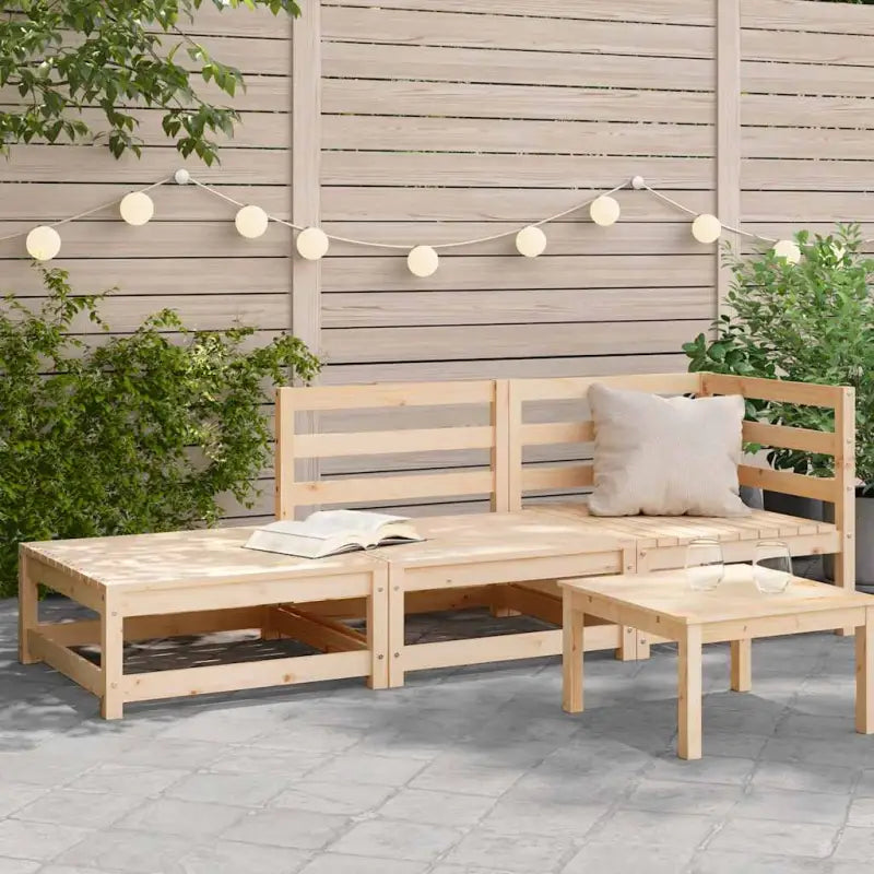 Modulaire houten tuinbank van massief grenenhout voor gezellige tuinen - Natuurlijk grenenhout / 1 / hoek + stoel