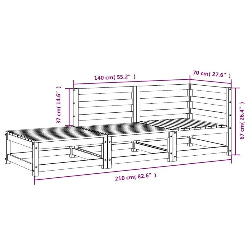 Modulaire houten tuinbank van massief grenenhout voor gezellige tuinen - Modulaire tuinbanken