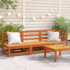 Modulaire houten tuinbank van massief grenenhout voor gezellige tuinen - Bruingrenen / 1 / hoek + 2x stoel - Modulaire