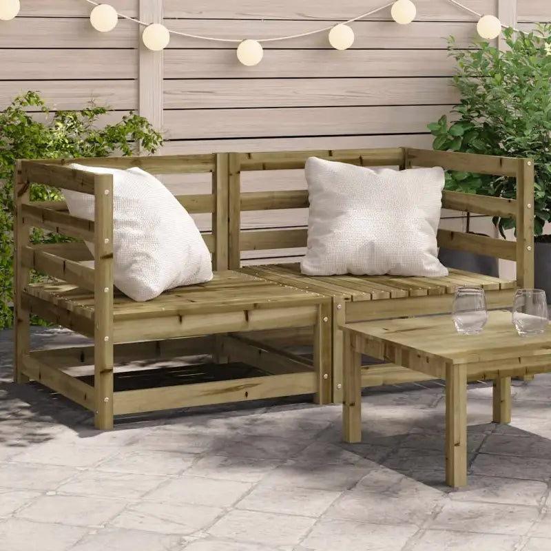 Modulaire houten tuinbank van massief grenenhout voor gezellige tuinen - Naturel geïmpregneerd / 1 / Hoekbank (2 st)