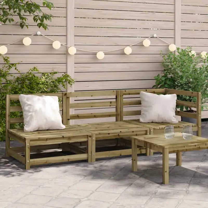 Modulaire houten tuinbank van massief grenenhout voor gezellige tuinen - Naturel geïmpregneerd / 1 / hoek + 2x stoel