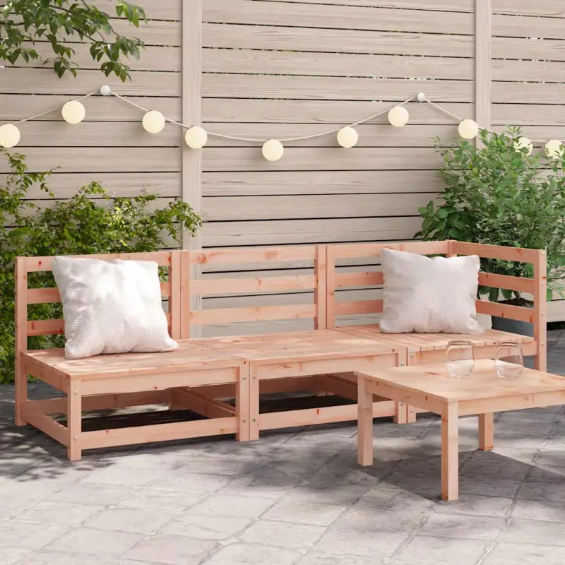 Modulaire houten tuinbank van massief grenenhout voor gezellige tuinen - Natuurlijk douglashout / 1 / hoek + 2x stoel