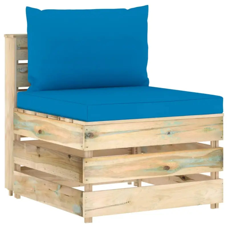 Modulaire houten tuinbank voor ontspannen en samen genieten - Lichtblauw en bruin / 1 / Middenbank - Modulaire