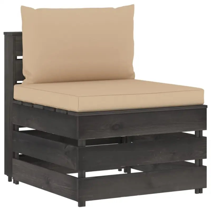 Modulaire houten tuinbank voor ontspannen en samen genieten - Beige en grijs / 1 / Middenbank - Modulaire tuinbanken