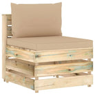 Modulaire houten tuinbank voor ontspannen en samen genieten - Beige en bruin / 1 / Middenbank - Modulaire tuinbanken
