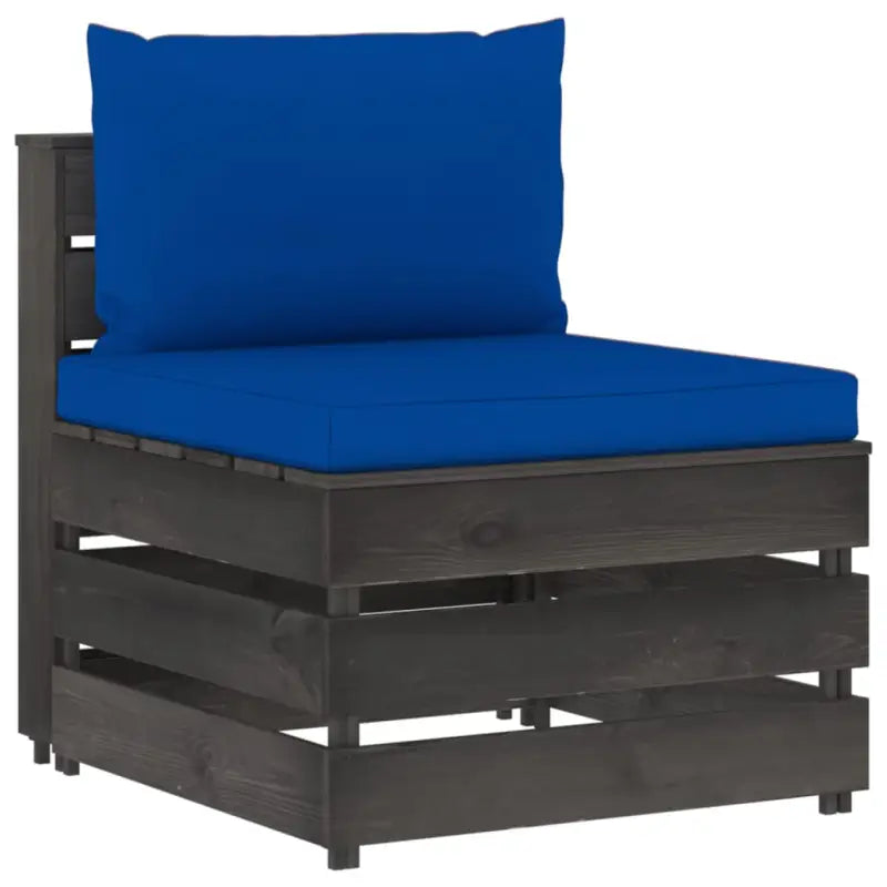 Modulaire houten tuinbank voor ontspannen en samen genieten - Blauw en grijs / 1 / Middenbank - Modulaire tuinbanken
