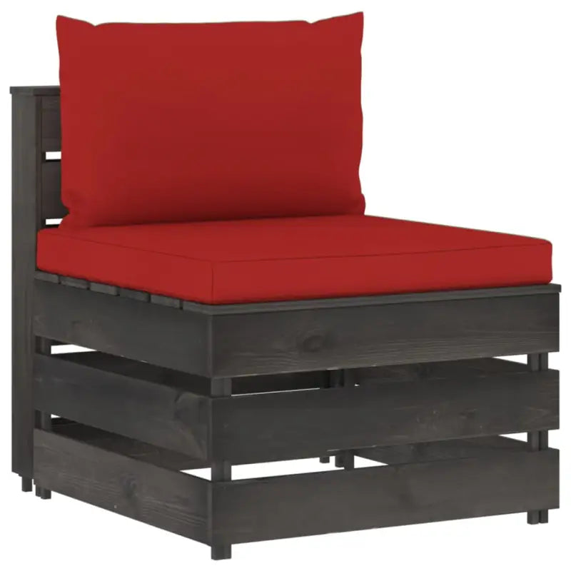 Modulaire houten tuinbank voor ontspannen en samen genieten - Rood en grijs / 1 / Middenbank - Modulaire tuinbanken