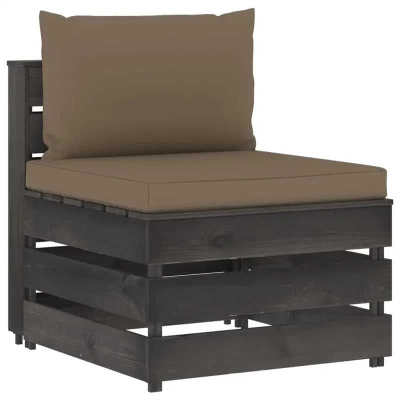 Modulaire houten tuinbank voor ontspannen en samen genieten - Taupe en grijs / 1 / Middenbank - Modulaire tuinbanken