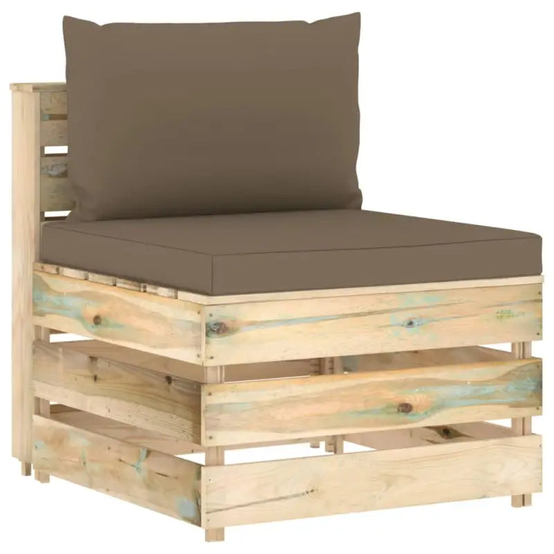 Modulaire houten tuinbank voor ontspannen en samen genieten - Taupe en bruin / 1 / Middenbank - Modulaire tuinbanken