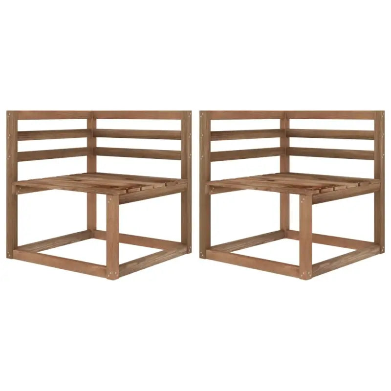 Modulaire houten tuinbankset met rustieke charme - Bruin / 1 / Hoekbank (2 st) - Modulaire tuinbanken