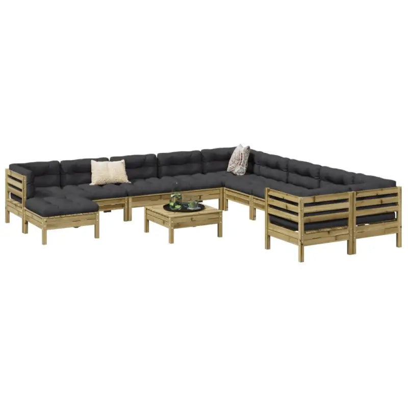 Modulaire loungeset in massief grenenhout voor een comfortabele zitervaring - Naturel geïmpregneerd - Tuinsets