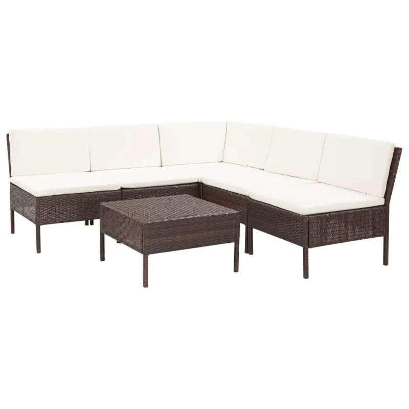 Modulaire loungeset met gepoedercoat stalen frame voor gezellige tuinplezier - Bruin - Tuinsets