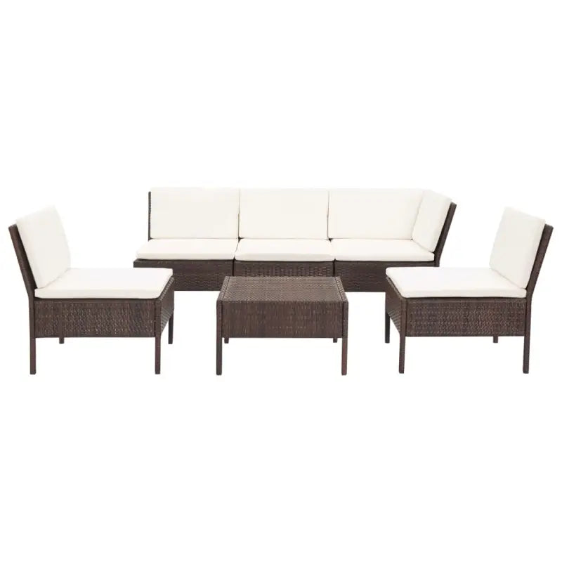 Modulaire loungeset met gepoedercoat stalen frame voor gezellige tuinplezier - Bruin - Tuinsets