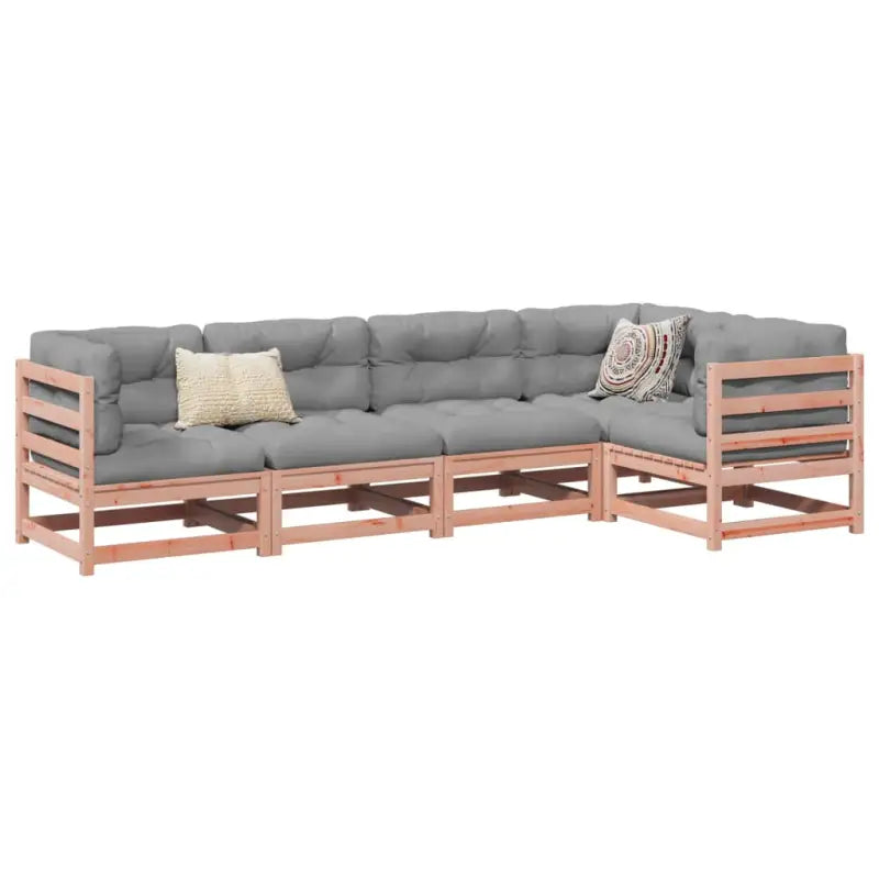 Modulaire loungeset met hoogte rugleuning voor comfortabele zitervaring - Natuurlijk douglashout / Ja - Tuinsets