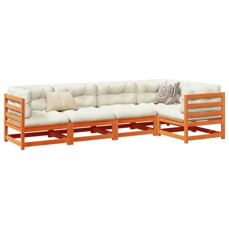 Modulaire loungeset met hoogte rugleuning voor comfortabele zitervaring - Wasbruin / Nee - Tuinsets