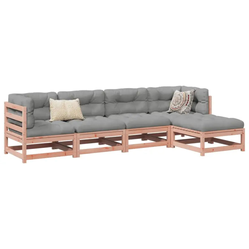 Modulaire loungeset met hoogte rugleuning voor een comfortabele zitervaring - Natuurlijk douglashout / Ja - Tuinsets