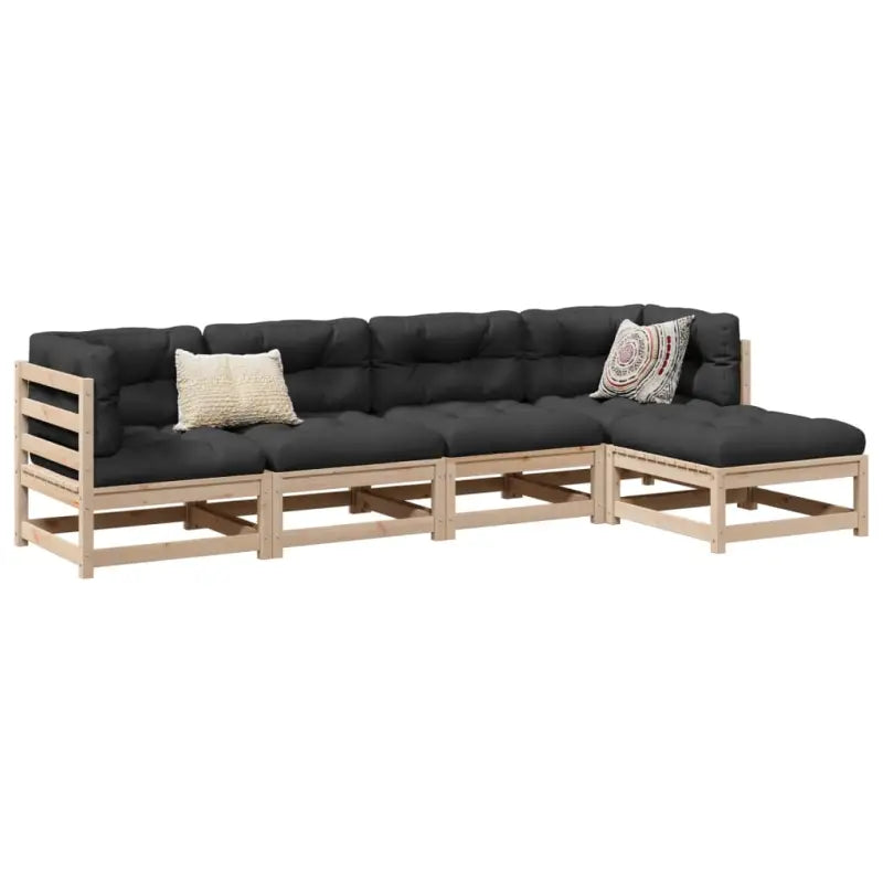 Modulaire loungeset met hoogte rugleuning voor een comfortabele zitervaring - Natuurlijk grenenhout / Nee - Tuinsets