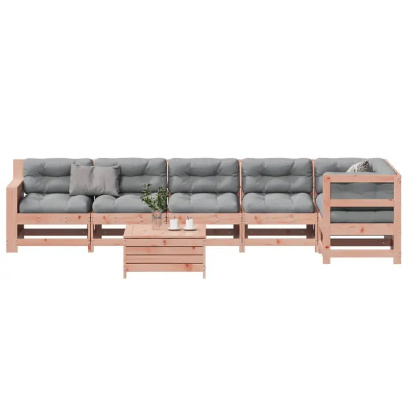 Modulaire loungeset van geïmpregneerd grenenhout voor buitengebruik - Natuurlijk douglashout - Tuinsets