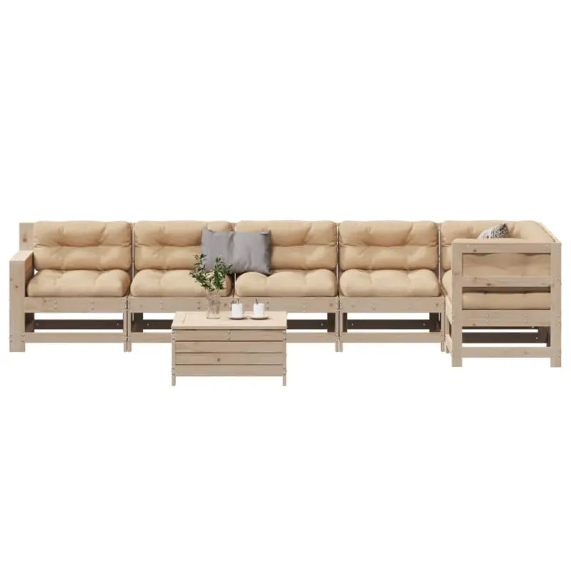Modulaire loungeset van geïmpregneerd grenenhout voor buitengebruik - Natuurlijk grenenhout - Tuinsets