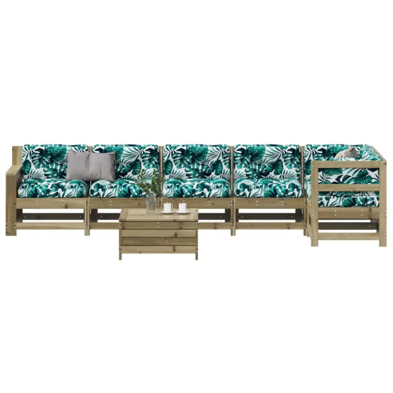 Modulaire loungeset van geïmpregneerd grenenhout voor buitengebruik - Naturel geïmpregneerd - Tuinsets