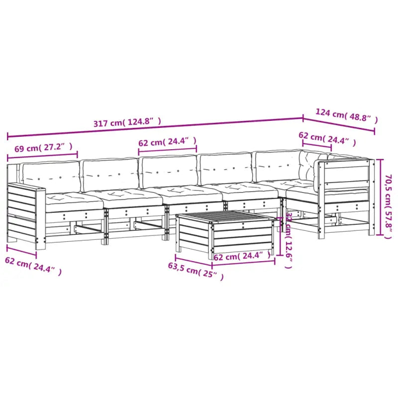 Modulaire loungeset van geïmpregneerd grenenhout voor buitengebruik - Tuinsets