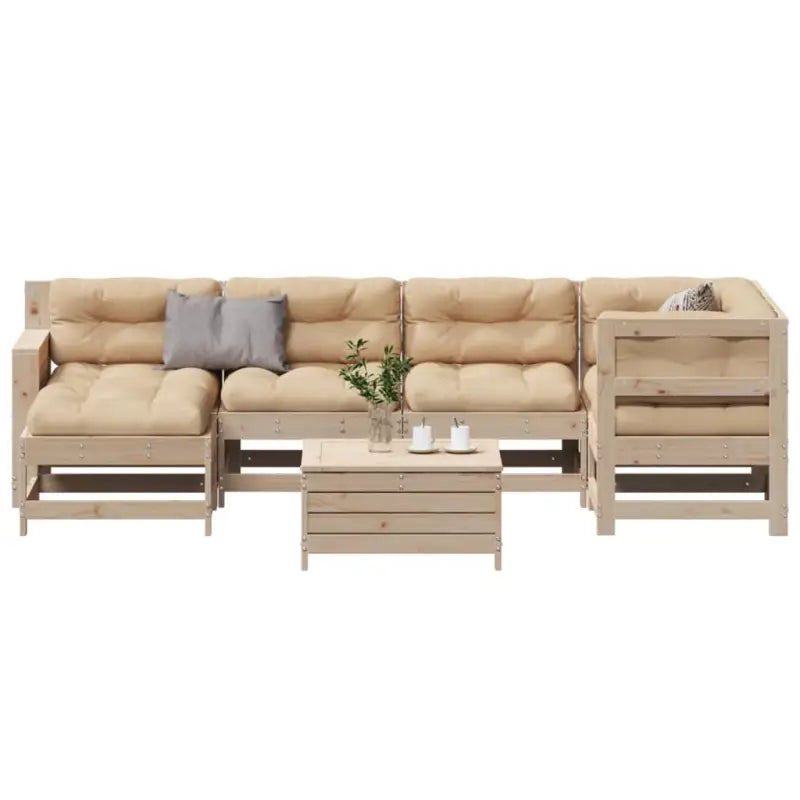 Modulaire loungeset van geïmpregneerd grenenhout voor tuin en terras - Natuurlijk grenenhout - Tuinsets