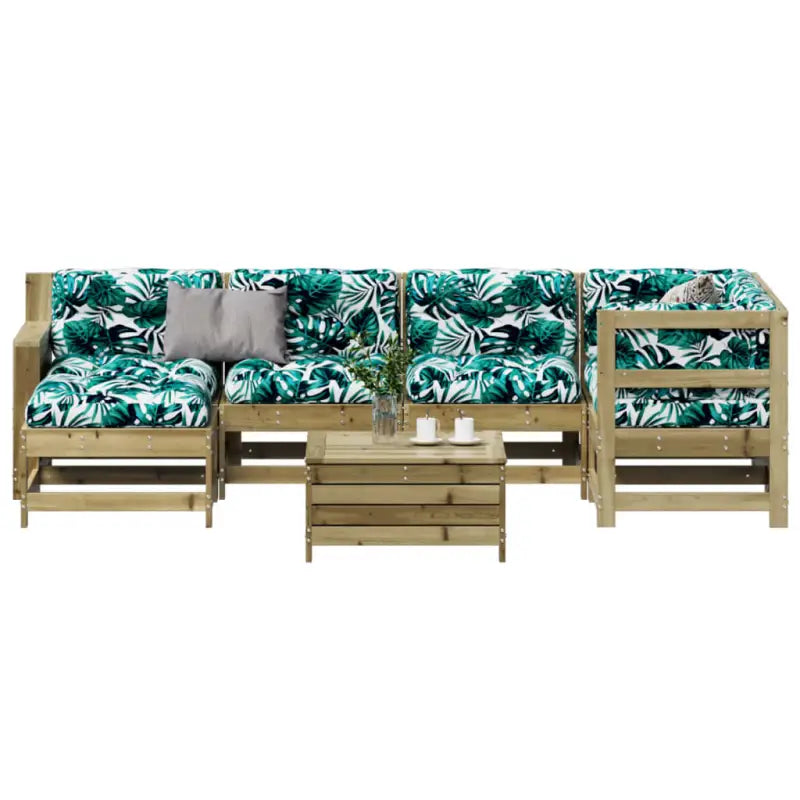 Modulaire loungeset van geïmpregneerd grenenhout voor tuin en terras - Tuinsets