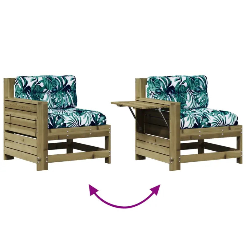 Modulaire loungeset van geïmpregneerd grenenhout voor tuin en terras - Tuinsets