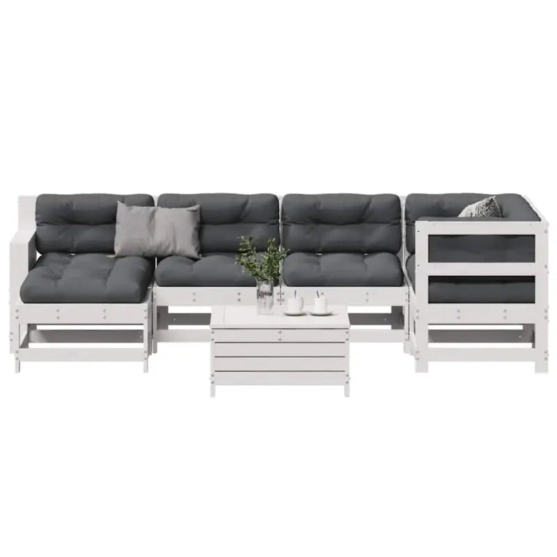 Modulaire loungeset van geïmpregneerd grenenhout voor tuin en terras - Wit grenenhout - Tuinsets