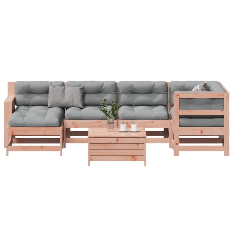 Modulaire loungeset van geïmpregneerd grenenhout voor tuin en terras - Natuurlijk douglashout - Tuinsets