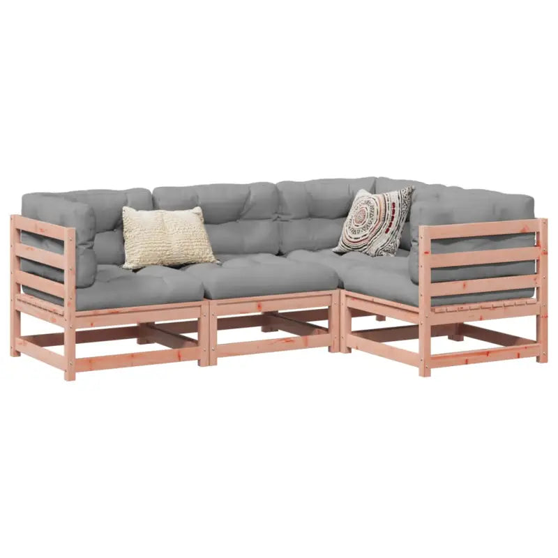 Modulaire loungeset van massief grenenhout met hoogte rugleuning - Natuurlijk douglashout / Nee - Tuinsets