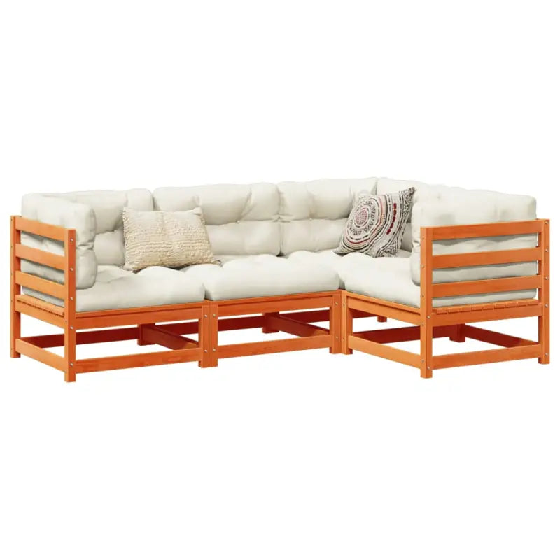 Modulaire loungeset van massief grenenhout met hoogte rugleuning - Wasbruin / Nee - Tuinsets