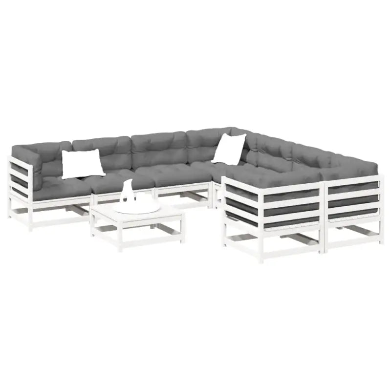Modulaire loungeset van massief grenenhout voor buitenplezier - Wit / zonder kussen - Tuinsets