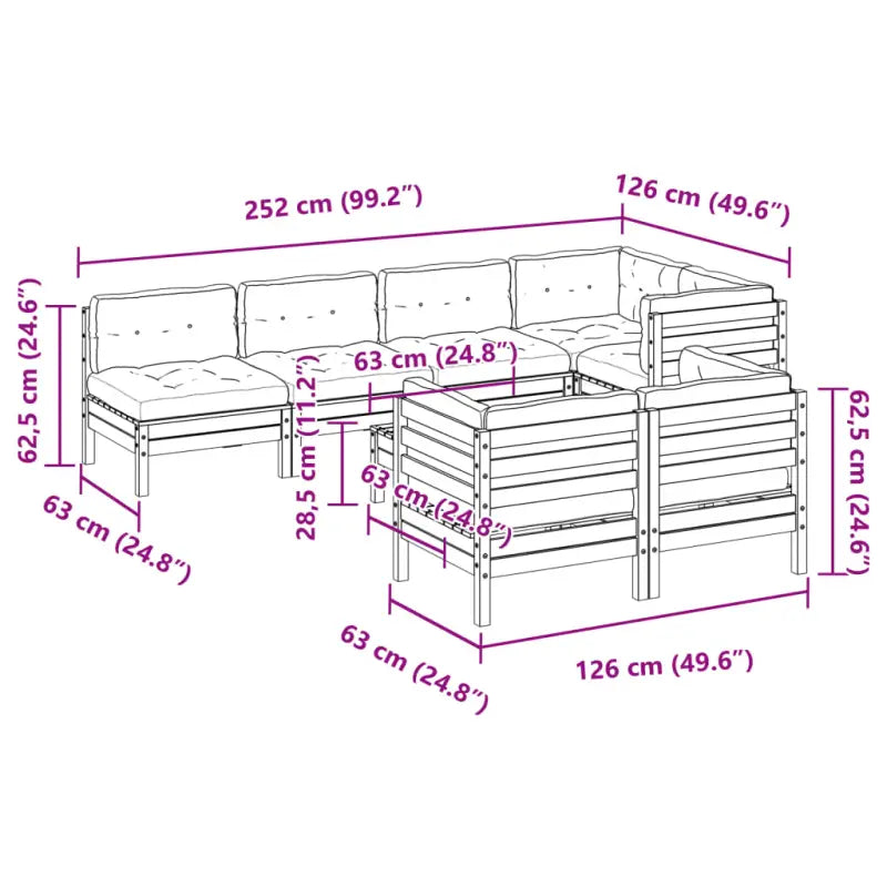Modulaire loungeset van massief grenenhout voor comfortabele zitervaring - Tuinsets