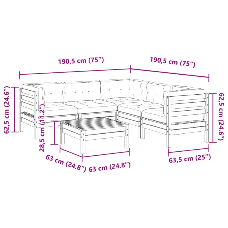 Modulaire loungeset van massief grenenhout voor een comfortabele zitervaring - Tuinsets