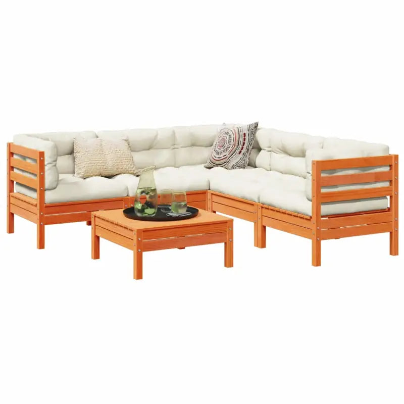 Modulaire loungeset van massief grenenhout voor een comfortabele zitervaring - Wasbruin - Tuinsets
