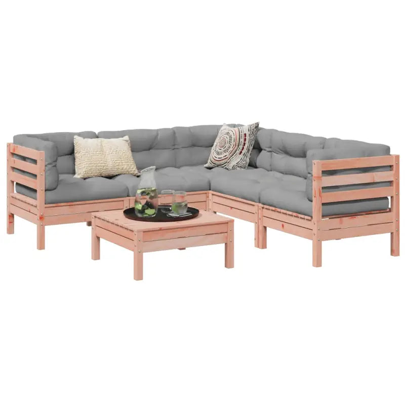 Modulaire loungeset van massief grenenhout voor een comfortabele zitervaring - Natuurlijk douglashout - Tuinsets