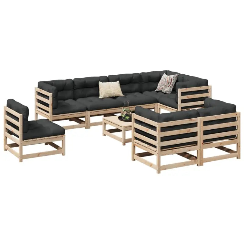 Modulaire loungeset van massief grenenhout voor een comfortabele zitervaring - Natuurlijk grenenhout / met kussen